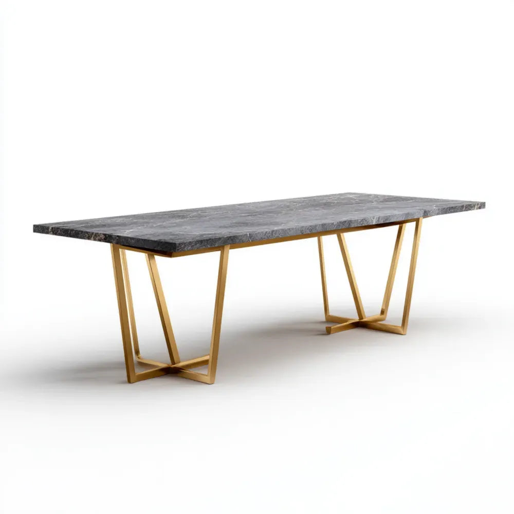 Dining Table Marble Top 200x90x75 cm - Black/Gold - Modern Design