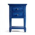Wooden Bedside Table 40x35x65 cm Two-Drawer Blue - Classic Design